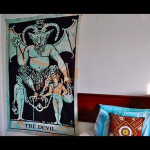 The Devil tarot card tapestry in marble colors